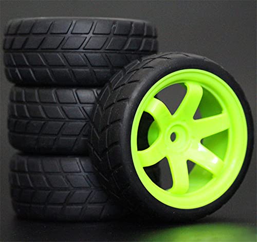 HUVNEXA 4 Stück 26 mm Gummi-RC-Reifen, Felgen, Hex 12, 1:10, for HSP, for HPI, Sprint 2 Drift RS4 On Road 4WD RC-Autoreifen(703-6083) von HUVNEXA