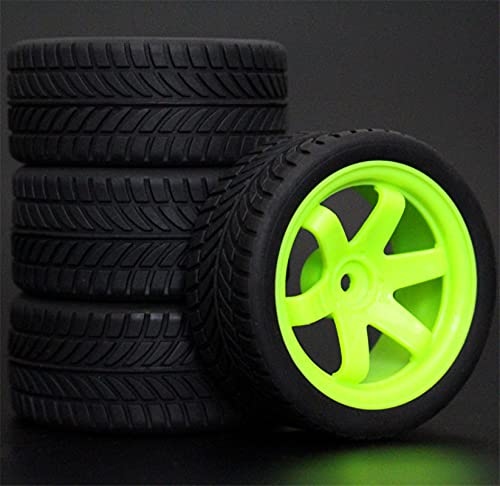 HUVNEXA 4 Stück 26 mm Gummi-RC-Reifen, Felgen, Hex 12, 1:10, for HSP, for HPI, Sprint 2 Drift RS4 On Road 4WD RC-Autoreifen(703-6085) von HUVNEXA