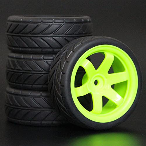 HUVNEXA 4 Stück 26 mm Gummi-RC-Reifen, Felgen, Hex 12, 1:10, for HSP, for HPI, Sprint 2 Drift RS4 On Road 4WD RC-Autoreifen(703-6086) von HUVNEXA