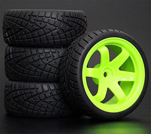 HUVNEXA 4 Stück 26 mm Gummi-RC-Reifen, Felgen, Hex 12, 1:10, for HSP, for HPI, Sprint 2 Drift RS4 On Road 4WD RC-Autoreifen(703-8001) von HUVNEXA