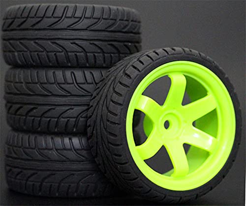 HUVNEXA 4 Stück 26 mm Gummi-RC-Reifen, Felgen, Hex 12, 1:10, for HSP, for HPI, Sprint 2 Drift RS4 On Road 4WD RC-Autoreifen(703-8002) von HUVNEXA