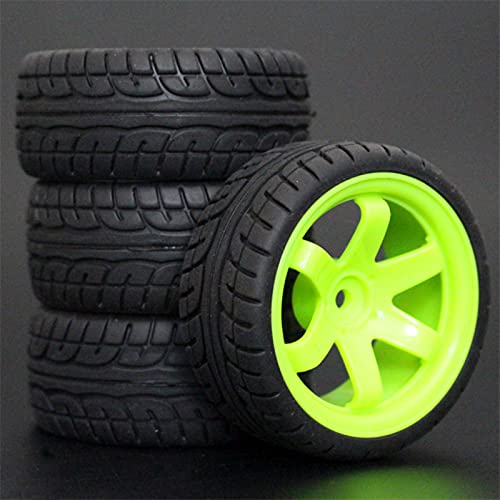 HUVNEXA 4 Stück 26 mm Gummi-RC-Reifen, Felgen, Hex 12, 1:10, for HSP, for HPI, Sprint 2 Drift RS4 On Road 4WD RC-Autoreifen(703-8003) von HUVNEXA