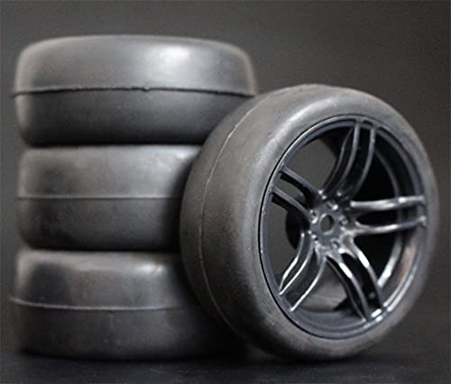 HUVNEXA 4 Stück 26 mm Gummi-RC-Reifen, Felgen, Hex 12, 1:10, for HSP, for HPI, Sprint 2 Drift RS4 On Road 4WD RC-Autoreifen(9065-6018) von HUVNEXA
