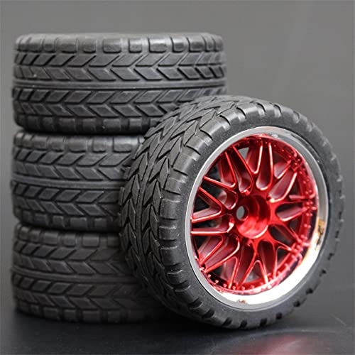 HUVNEXA 4 stücke Weiche Gummi Touring Reifen Reifen Felge 1/10 RC Auto RC-Autoreifen(1009-6017) von HUVNEXA