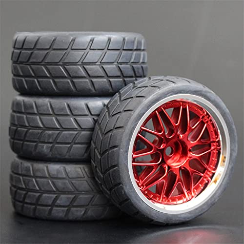 HUVNEXA 4 stücke Weiche Gummi Touring Reifen Reifen Felge 1/10 RC Auto RC-Autoreifen(1009-6083) von HUVNEXA