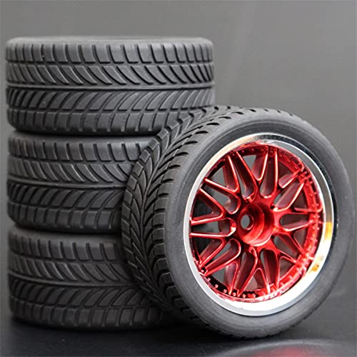 HUVNEXA 4 stücke Weiche Gummi Touring Reifen Reifen Felge 1/10 RC Auto RC-Autoreifen(1009-6085) von HUVNEXA