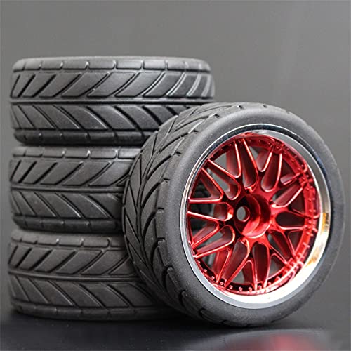 HUVNEXA 4 stücke Weiche Gummi Touring Reifen Reifen Felge 1/10 RC Auto RC-Autoreifen(1009-6086) von HUVNEXA