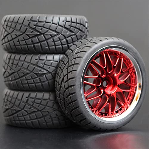 HUVNEXA 4 stücke Weiche Gummi Touring Reifen Reifen Felge 1/10 RC Auto RC-Autoreifen(1009-8001) von HUVNEXA