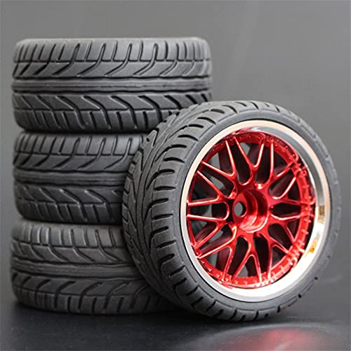 HUVNEXA 4 stücke Weiche Gummi Touring Reifen Reifen Felge 1/10 RC Auto RC-Autoreifen(1009-8002) von HUVNEXA