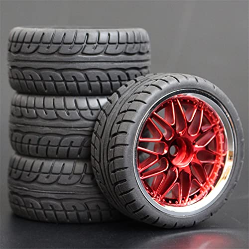 HUVNEXA 4 stücke Weiche Gummi Touring Reifen Reifen Felge 1/10 RC Auto RC-Autoreifen(1009-8003) von HUVNEXA
