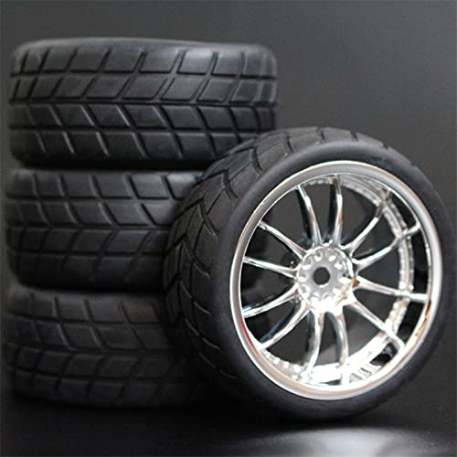 HUVNEXA 4 stücke Weiche Gummi Touring Reifen Reifen Felge 1/10 RC Auto RC-Autoreifen(6011-6083) von HUVNEXA