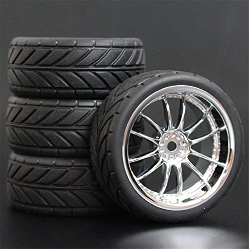HUVNEXA 4 stücke Weiche Gummi Touring Reifen Reifen Felge 1/10 RC Auto RC-Autoreifen(6011-6086) von HUVNEXA