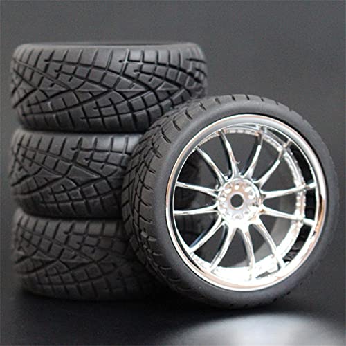 HUVNEXA 4 stücke Weiche Gummi Touring Reifen Reifen Felge 1/10 RC Auto RC-Autoreifen(6011-8001) von HUVNEXA