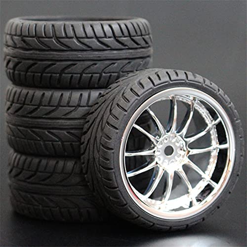 HUVNEXA 4 stücke Weiche Gummi Touring Reifen Reifen Felge 1/10 RC Auto RC-Autoreifen(6011-8002) von HUVNEXA