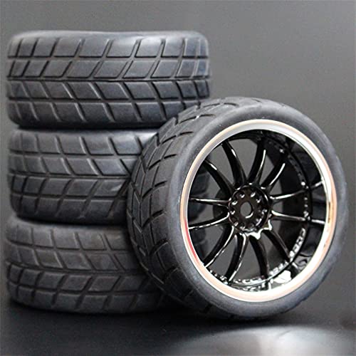 HUVNEXA 4 stücke Weiche Gummi Touring Reifen Reifen Felge 1/10 RC Auto RC-Autoreifen(6012-6083) von HUVNEXA