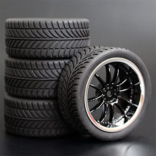 HUVNEXA 4 stücke Weiche Gummi Touring Reifen Reifen Felge 1/10 RC Auto RC-Autoreifen(6012-6085) von HUVNEXA