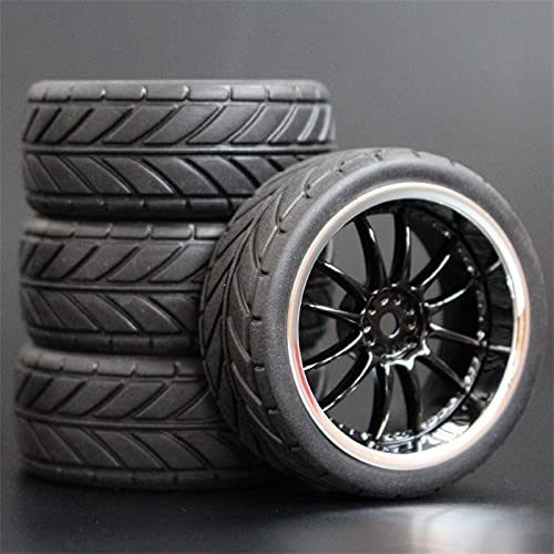 HUVNEXA 4 stücke Weiche Gummi Touring Reifen Reifen Felge 1/10 RC Auto RC-Autoreifen(6012-6086) von HUVNEXA
