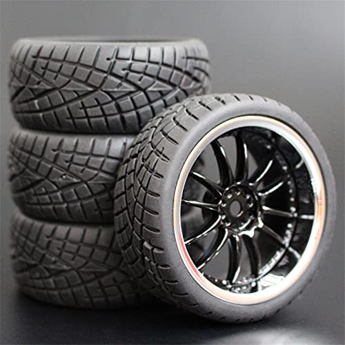 HUVNEXA 4 stücke Weiche Gummi Touring Reifen Reifen Felge 1/10 RC Auto RC-Autoreifen(6012-8001) von HUVNEXA