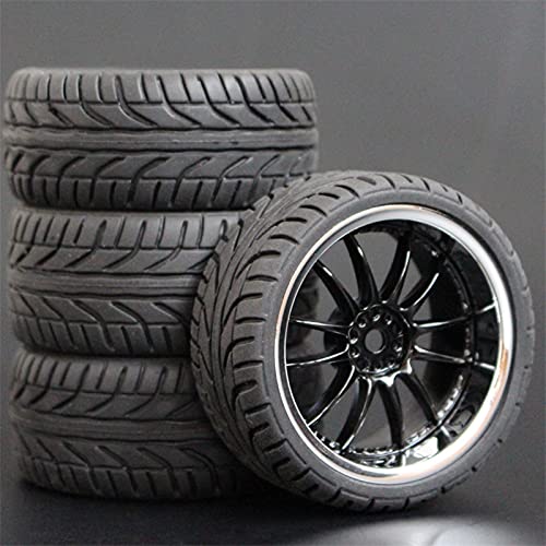 HUVNEXA 4 stücke Weiche Gummi Touring Reifen Reifen Felge 1/10 RC Auto RC-Autoreifen(6012-8002) von HUVNEXA