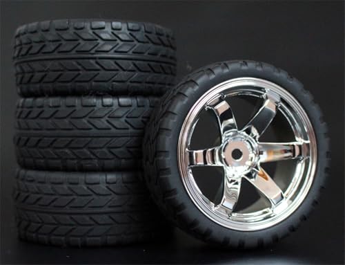 HUVNEXA 4 stücke Weiche Gummi Touring Reifen Reifen Felge 1/10 RC Auto RC-Autoreifen(706-6017) von HUVNEXA