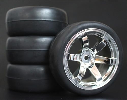 HUVNEXA 4 stücke Weiche Gummi Touring Reifen Reifen Felge 1/10 RC Auto RC-Autoreifen(706-6018) von HUVNEXA