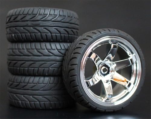 HUVNEXA 4 stücke Weiche Gummi Touring Reifen Reifen Felge 1/10 RC Auto RC-Autoreifen(706-8002) von HUVNEXA