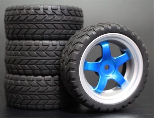 HUVNEXA 4 stücke Weiche Gummi Touring Reifen Reifen Felge 1/10 RC Auto RC-Autoreifen(9051-6017) von HUVNEXA