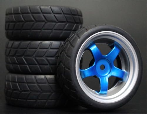 HUVNEXA 4 stücke Weiche Gummi Touring Reifen Reifen Felge 1/10 RC Auto RC-Autoreifen(9051-6083) von HUVNEXA