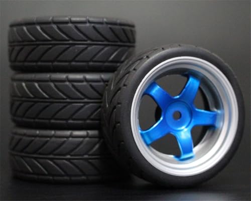 HUVNEXA 4 stücke Weiche Gummi Touring Reifen Reifen Felge 1/10 RC Auto RC-Autoreifen(9051-6086) von HUVNEXA