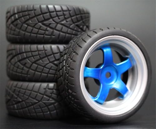 HUVNEXA 4 stücke Weiche Gummi Touring Reifen Reifen Felge 1/10 RC Auto RC-Autoreifen(9051-8001) von HUVNEXA