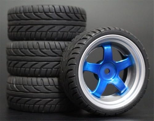 HUVNEXA 4 stücke Weiche Gummi Touring Reifen Reifen Felge 1/10 RC Auto RC-Autoreifen(9051-8002) von HUVNEXA