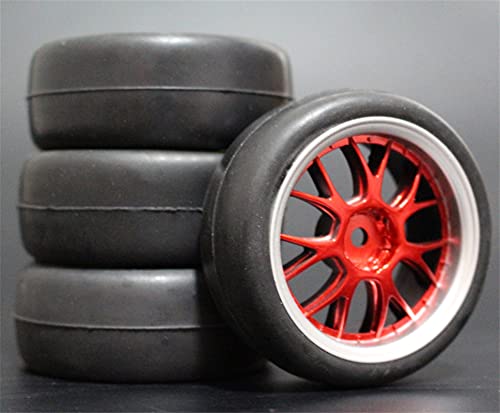 HUVNEXA 4 stücke Weiche Gummi Touring Reifen Reifen Felge 1/10 RC Auto RC-Autoreifen(9058-6018) von HUVNEXA