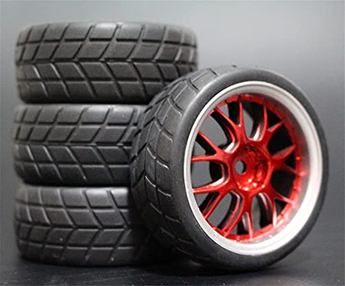 HUVNEXA 4 stücke Weiche Gummi Touring Reifen Reifen Felge 1/10 RC Auto RC-Autoreifen(9058-6083) von HUVNEXA