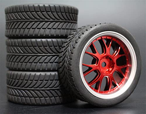 HUVNEXA 4 stücke Weiche Gummi Touring Reifen Reifen Felge 1/10 RC Auto RC-Autoreifen(9058-6085) von HUVNEXA
