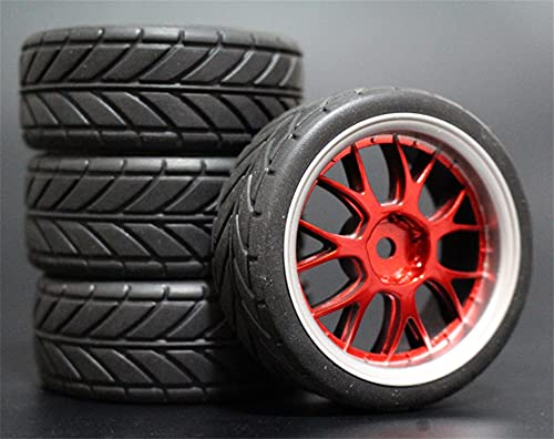 HUVNEXA 4 stücke Weiche Gummi Touring Reifen Reifen Felge 1/10 RC Auto RC-Autoreifen(9058-6086) von HUVNEXA