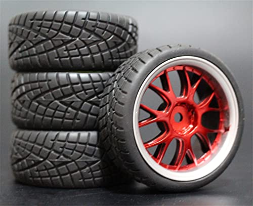 HUVNEXA 4 stücke Weiche Gummi Touring Reifen Reifen Felge 1/10 RC Auto RC-Autoreifen(9058-8001) von HUVNEXA
