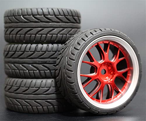 HUVNEXA 4 stücke Weiche Gummi Touring Reifen Reifen Felge 1/10 RC Auto RC-Autoreifen(9058-8002) von HUVNEXA