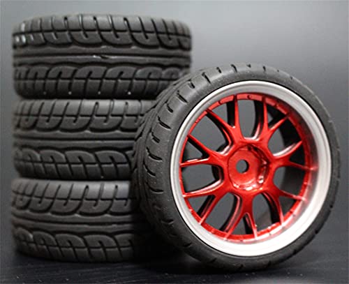 HUVNEXA 4 stücke Weiche Gummi Touring Reifen Reifen Felge 1/10 RC Auto RC-Autoreifen(9058-8003) von HUVNEXA