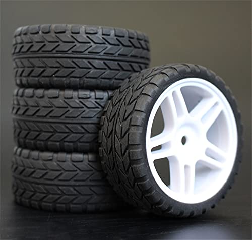 HUVNEXA 4 stücke Weiche Gummi Touring Reifen Reifen Felge 1/10 RC Auto RC-Autoreifen(905W-6017) von HUVNEXA