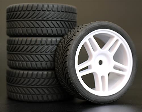 HUVNEXA 4 stücke Weiche Gummi Touring Reifen Reifen Felge 1/10 RC Auto RC-Autoreifen(905W-6085) von HUVNEXA