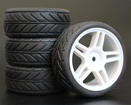 HUVNEXA 4 stücke Weiche Gummi Touring Reifen Reifen Felge 1/10 RC Auto RC-Autoreifen(905W-6086) von HUVNEXA