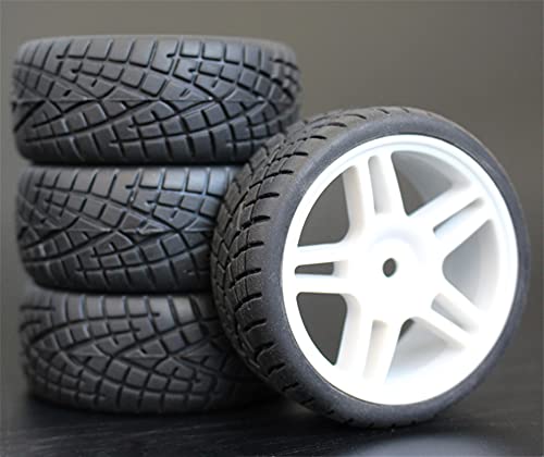 HUVNEXA 4 stücke Weiche Gummi Touring Reifen Reifen Felge 1/10 RC Auto RC-Autoreifen(905W-8001) von HUVNEXA
