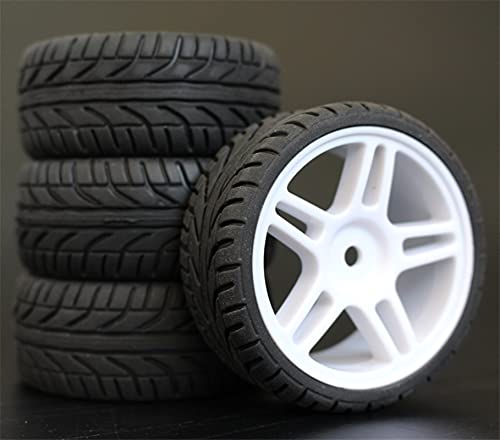 HUVNEXA 4 stücke Weiche Gummi Touring Reifen Reifen Felge 1/10 RC Auto RC-Autoreifen(905W-8002) von HUVNEXA
