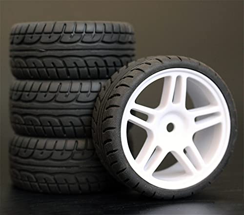 HUVNEXA 4 stücke Weiche Gummi Touring Reifen Reifen Felge 1/10 RC Auto RC-Autoreifen(905W-8003) von HUVNEXA