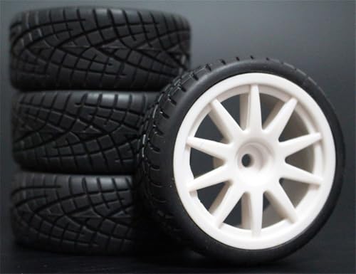 HUVNEXA 4 stücke Weiche Gummi Touring Reifen Reifen Felge 1/10 RC Auto RC-Autoreifen(910W-8001) von HUVNEXA