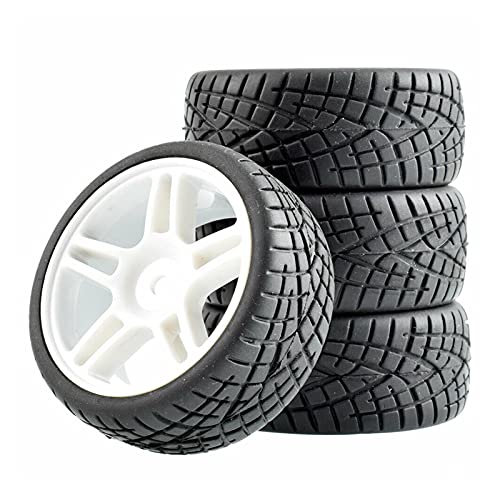 HUVNEXA 4-teiliges Gummireifen-ABS-Rad, for HSP, for HPI, 1:10 On-Road Car RC 905-8001 RC-Autoreifen(905W-8001) von HUVNEXA