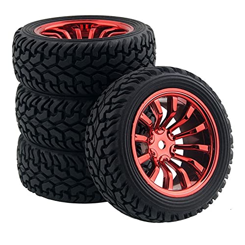 HUVNEXA 4p Gummireifen Felgen, for HSP, for HPI, 1/10 On-Road Rally Car RC 717-8019 RC-Autoreifen(Black) von HUVNEXA