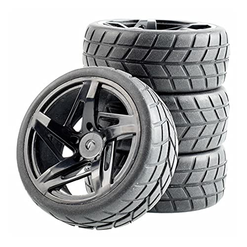HUVNEXA 4p Reifen mit Schwammrad, for HSP, for HPI, 1/10 1:10 On-Road Touring Car RC Rim01-6083 RC-Autoreifen(Black Wheel) von HUVNEXA
