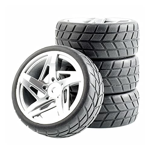 HUVNEXA 4p Reifen mit Schwammrad, for HSP, for HPI, 1/10 1:10 On-Road Touring Car RC Rim01-6083 RC-Autoreifen(Silver Wheel) von HUVNEXA