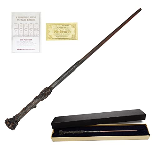 HUXIA Harry Potter Deluxe-Zauberstab mit Exquisite Geschenkbox mit Zauberspruch-Karte,Stationsticket，ca 35cm，71g(Harry Potter) von HUXIA